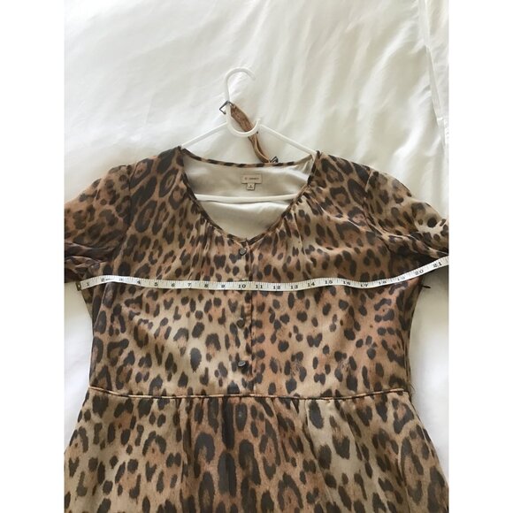 DANIEL CREMIEUX- WOMENS BOHO 3/4 SLEEVE LEOPARD PRINT KNEE LENGHT DRESS SIZE 8 - Picture 6 of 7